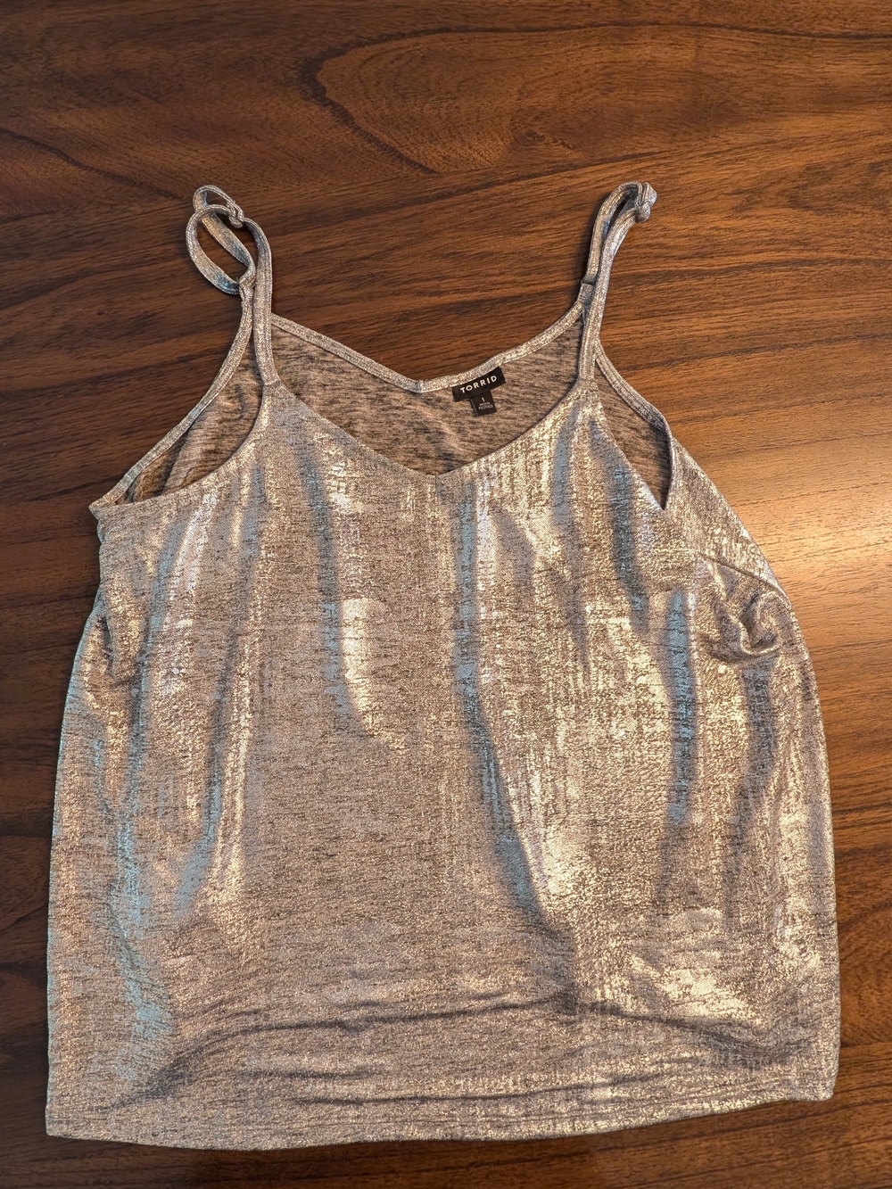 torrid Metallic Silver V-Neck Shimmer Cami Size 1.